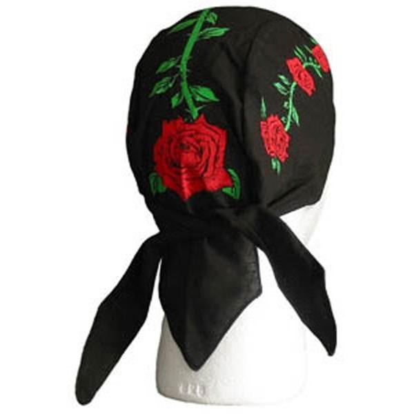 Classic Skull Cap - Red Roses on Black