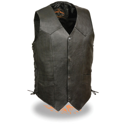 Milwaukee Leather Men's Vest with Laces Black - Eagle Leather