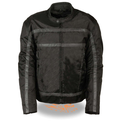 Men's Textile Jacket W/Reflective piping - Eagle Leather