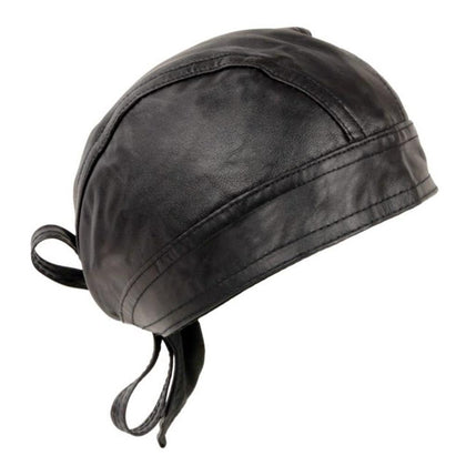 Leather Skull Cap Black