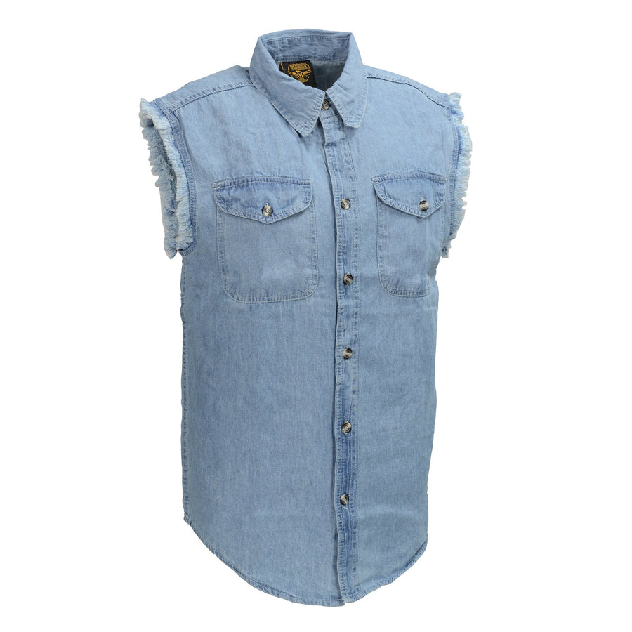 Men's Denim Sleeveless Shirt - Light Wash Blue - Eagle Leather