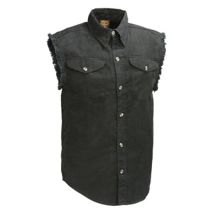 Men's Denim Sleeveless Shirt: Men’s Red Lightweight Sleeveless Denim Shirt8oz 100% Cotton DenimLightweight &amp; ComfortableB