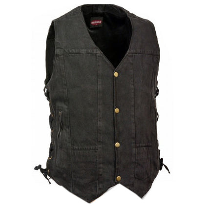 Milwaukee Leather Men's 10 Pocket Denim Vest - Black - Eagle leather