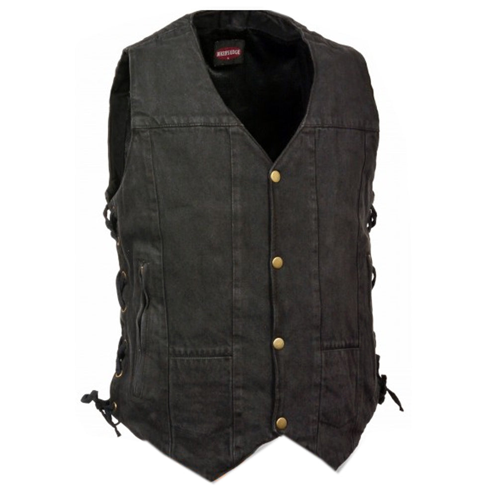 Men's 10 Pocket Denim Vest: Features:

10 Pocket Side Lace Denim Vest
14