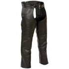 Jean Style Leather Chaps: Features:

Jean Style Pocket Chap
Lined
4 snap boot cuffs for easy wearability
Zipper buffer preven
