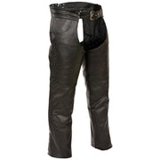 Jean Style Leather Chaps: Features:

Jean Style Pocket Chap
Lined
4 snap boot cuffs for easy wearability
Zipper buffer preven