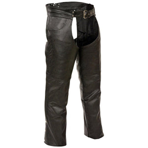 Jean Style Leather Chaps: Features:

Jean Style Pocket Chap
Lined
4 snap boot cuffs for easy wearability
Zipper buffer preven
