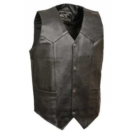 Milwaukee Leather Men's Plain Leather Vest Black - Eagle Leather