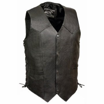 Milwaukee Leather Men's Basic Side Laced Vest - Black - Eagle leather