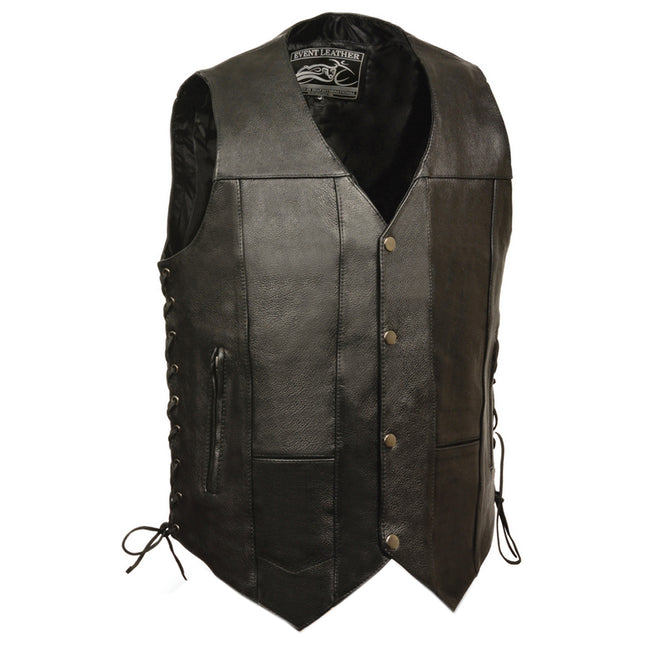 Milwaukee Leather Men's 10 Pocket Side Lace Tall Vest - Black - Eagle Leather