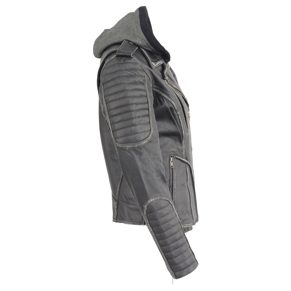 Ladies Rustic Hooded Leather Jacket: Features:

Premium Cowhide Leather 1
