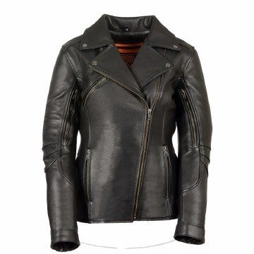 Ladies Vented MC Jacket Black - Eagle Leather