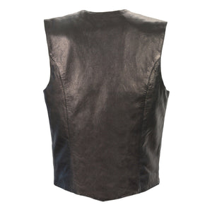 Ladies Basic Vest: Features:

Premium Goatskin Leather
Classic Four Snap Front Look
Two Lower Front Pockets
Dual Inside Conce