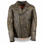 Men's Updated MC Jacket Distressed: Features:

Triple Stitch Distressed Brown Beltless Biker Jacket
1