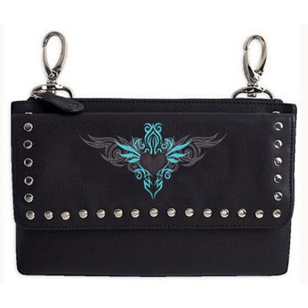 Ladies Clip Bag With Tribal Heart 8"x5": Ladies Clip Bag With Tribal Heart 8"x5"

Ladies Leather Clip on Bag
Tribal Heart Emb
