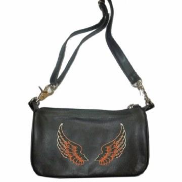 Ladies Clip Bag W/Wing Brown
