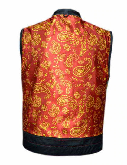 Men's Affiliation Vest: Features:

COWHIDE Men's Red / Gold Paisley Vest
Mens PREMIUM Club Vest in soft Cowhide 1