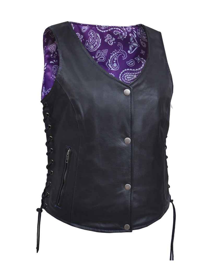 Ladies Vest W/Purple Paisley