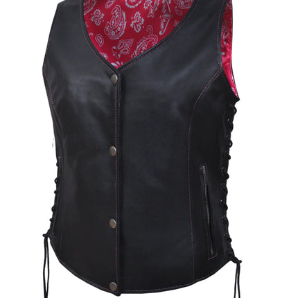 Ladies Vest W/Hot Pink Paisley