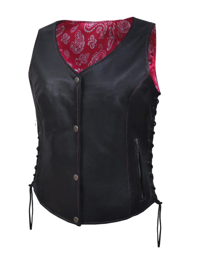 Ladies Vest W/Hot Pink Paisley