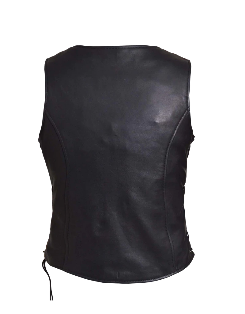 Ladies CC Lambskin Vest: Features:

Ladies PREMIUM Zippered vest in soft
lightweight leather
4 exterior &amp; 2 interior pock