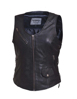 Ladies CC Lambskin Vest: Features:

Ladies PREMIUM Zippered vest in soft
lightweight leather
4 exterior &amp; 2 interior pock