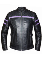 Ladies Royale Jacket: Ladies Purple Striped Leather jacket