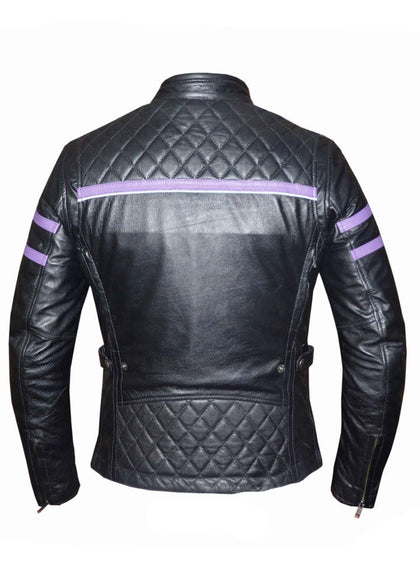 Ladies Royale Jacket: Ladies Purple Striped Leather jacket
