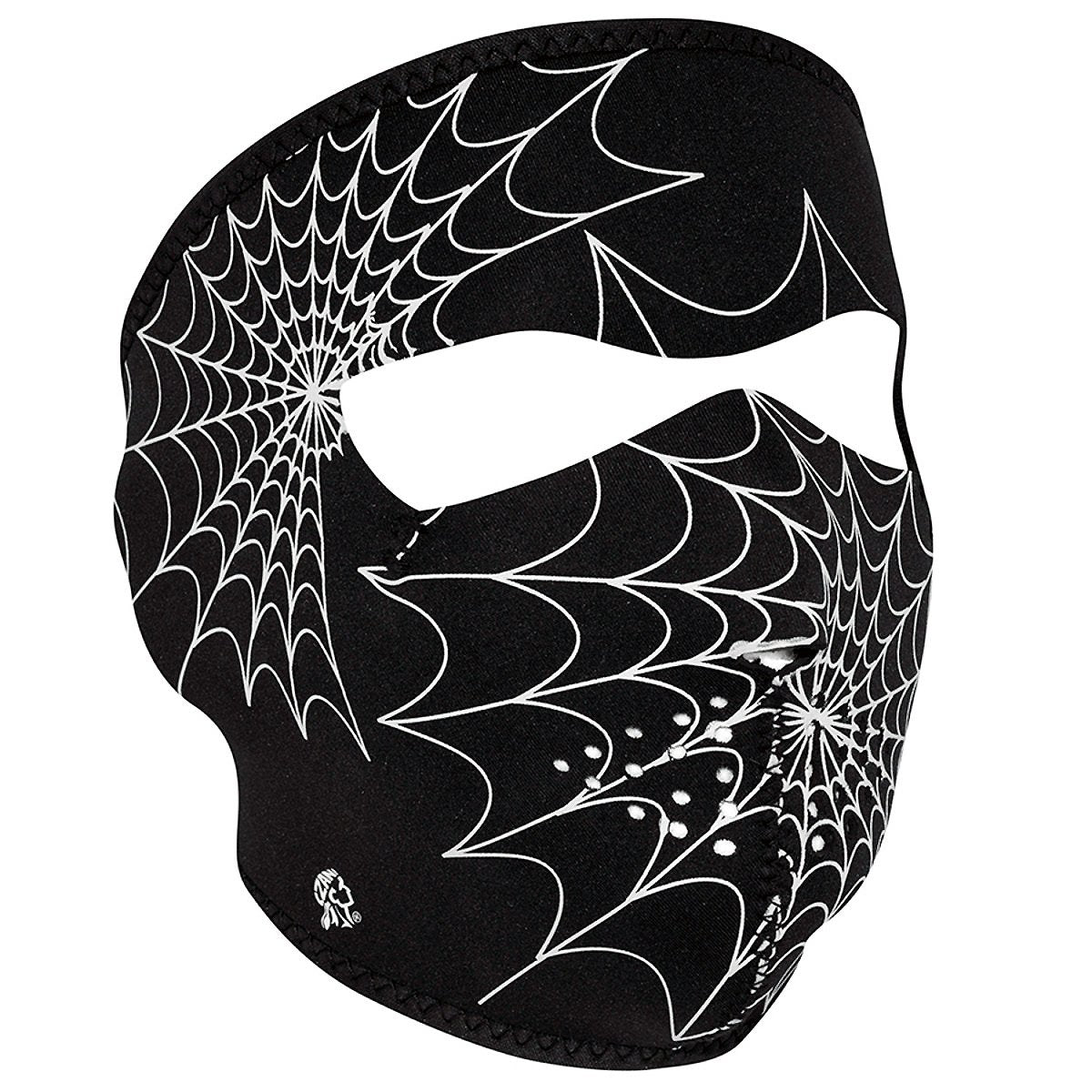 Full Mask Glow Spider Web Black: The ZAN Headgear Neoprene Face Mask features full coverage of the face and ears with stretch