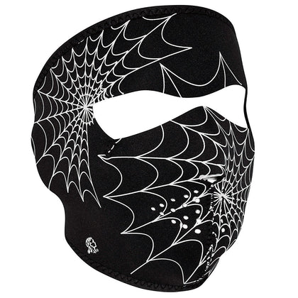 Full Mask Glow Spider Web Black: The ZAN Headgear Neoprene Face Mask features full coverage of the face and ears with stretch