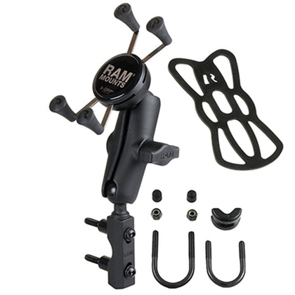 RAM X-Grip Motorcycle Mount: RustproofHigh strength composite and stainless steel constructionSpring loaded cradle expands an