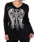 Black Souls: Features:

A bold & blinged out Celtic cross design on our basic long sleeve V-neck
Black Souls