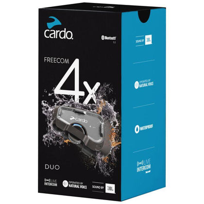 FREECOM 4X BLUETOOTH HEADSET DUO: Cardo Freecom 4X Headset - Duo Pack
At the top of Cardo’s Freecom range sits the Freecom 4X