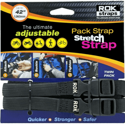 ROK Strap MediumDuty Black 42-Inch: MOTORCYCLE STRETCH STRAP 
Famous "flat cargo stretch straps", designed specifically for m