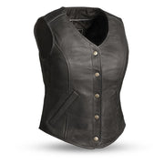 Ladies Derringer Vest: Five snap concealment ladies vest
Two lower side pockets
Two concealed carry pockets
Single panel back