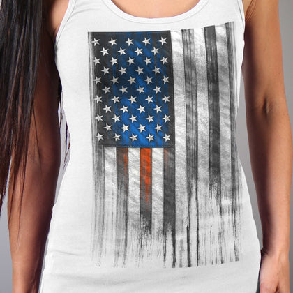Heartbeat Flag Tank Top: Description
This form fitting Heartbeat Flag Ladies White Tank Top Features: our vintage like Heartb