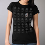 Ladies Skull Patter T-Shirt: Features:-• 100% cotton• Full Length T-Shirt• Screen printed on Front side only• Proudly printed