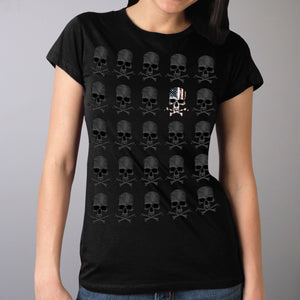 Ladies Skull Patter T-Shirt: Features:-• 100% cotton• Full Length T-Shirt• Screen printed on Front side only• Proudly printed