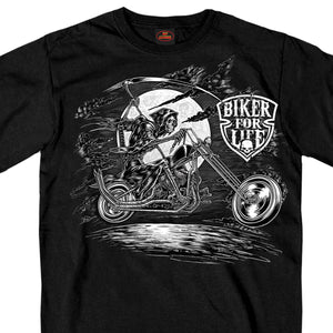 Men's Biker Scroll T-Shirt: A heavyweight 100% cotton printed t-shirt in the color black featuring our original Scroll design