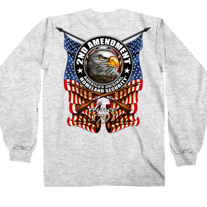 Men's Long Sleeve Shirt Down Flags: Description:A heavyweight 100% cotton, double sided long sleeve men's t-shirt in the colo