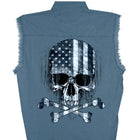 Men's Sleeveless Denim Shirt Skull Flag: Features:-• Sleeveless Denim Style shirt• Screen printed on Front Left Chest & B