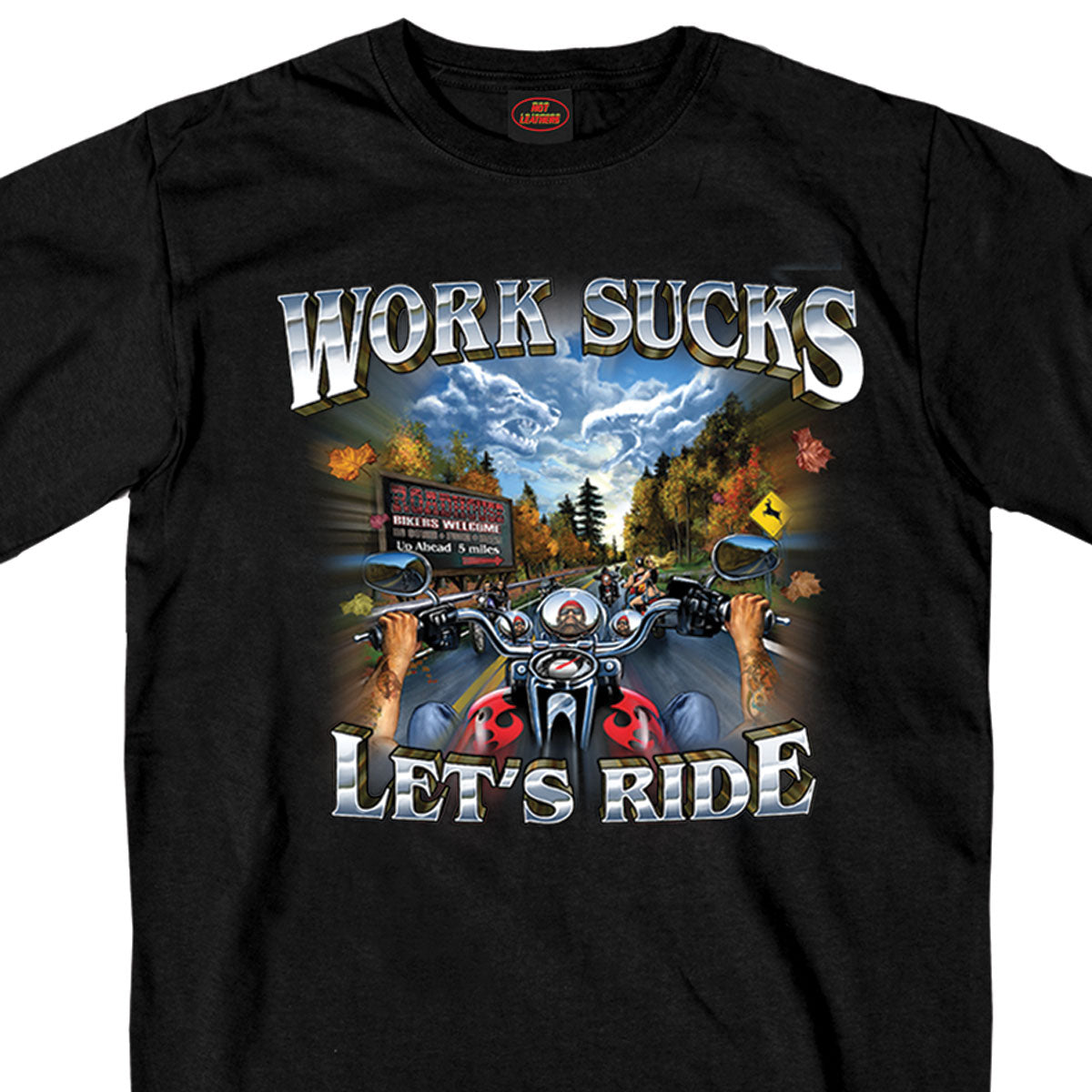 Men's Work Sucks T-Shirt: Features:• 100% heavyweight cotton shirt• Work Sucks Lets Ride print on Front side only• Proudly pr