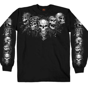 Men's Long Sleeve Shirt 5 Skulls: Features:-• 100% Heavyweight Cotton• Five Skulls Printed on Chest and Arms• Proudly Printed