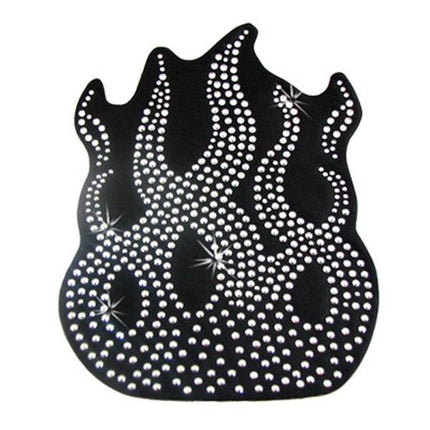 Helmet Bling Lg Flame Bk