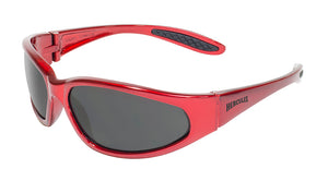 Hercules 1 Red Frame Smoke Lens: MOTORCYCLE SAFETY SUNGLASSESMeets ANSI Z87