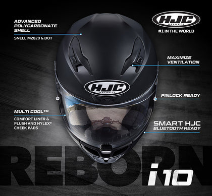 HJC i10 Full Face Helmet Solid: Built to replace the CL-17, one of HJC’s best sellers, the i10 is bringing a new level of per