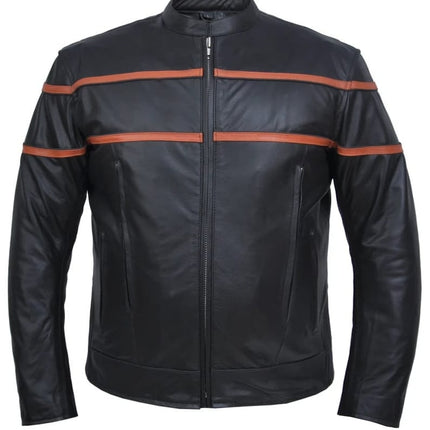 Men's Double Orange Stripe Goatskin Jacket