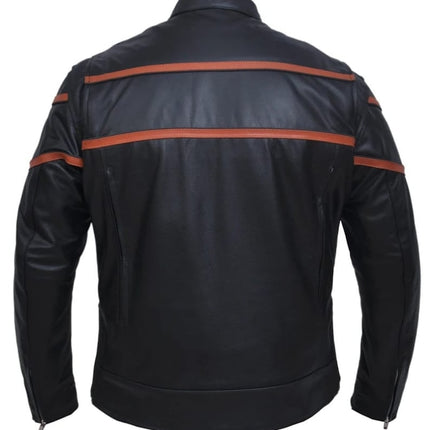 Men's Double Orange Stripe Goatskin Jacket