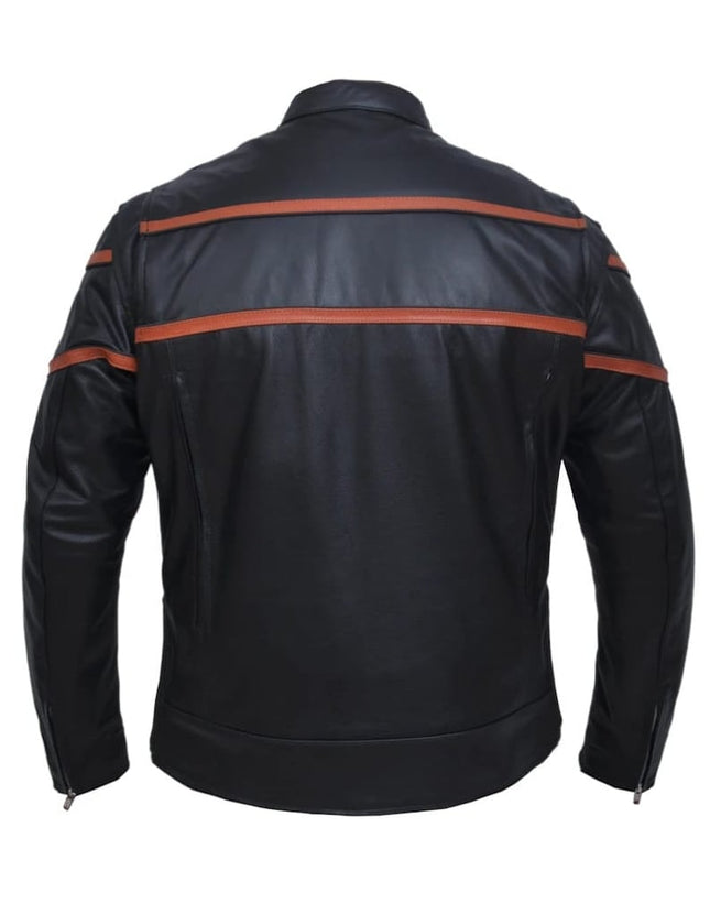 Men's Double Orange Stripe Goatskin Jacket