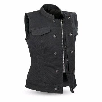 Eagle Leather Women's Canvas Vest - Black - Eagle Leather